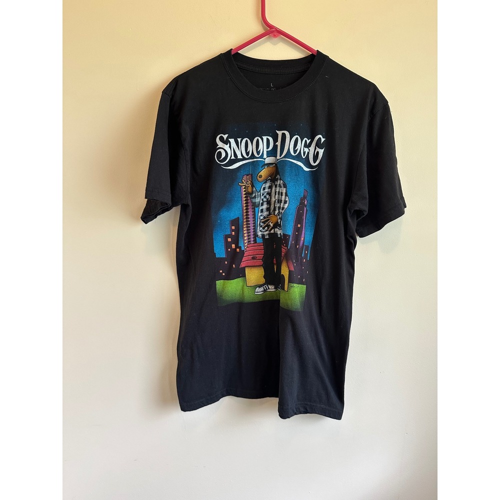 Snoop Dogg Graphic T-Shirt Mens Large Black Hip Hop Rap Tee Short Sleeve